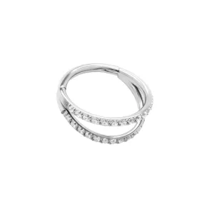TILUM TITANIUM – DUPLA KARIKÁS CLICKER PIERCING GYŰRŰ KRISTÁLYOKKAL